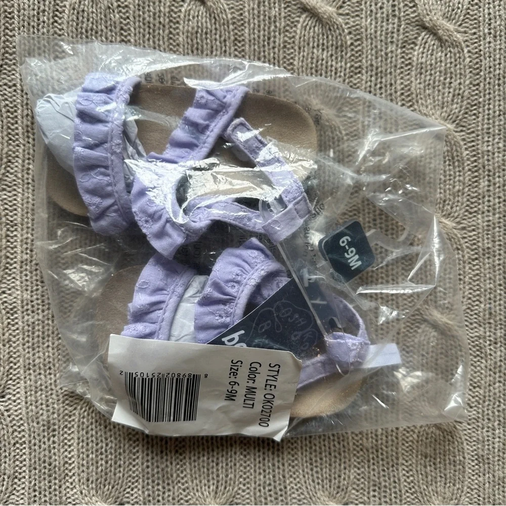NWT Carter’s Baby Girl Sandals, Lavender Ruffle, Size 3 / 6-9 Months
